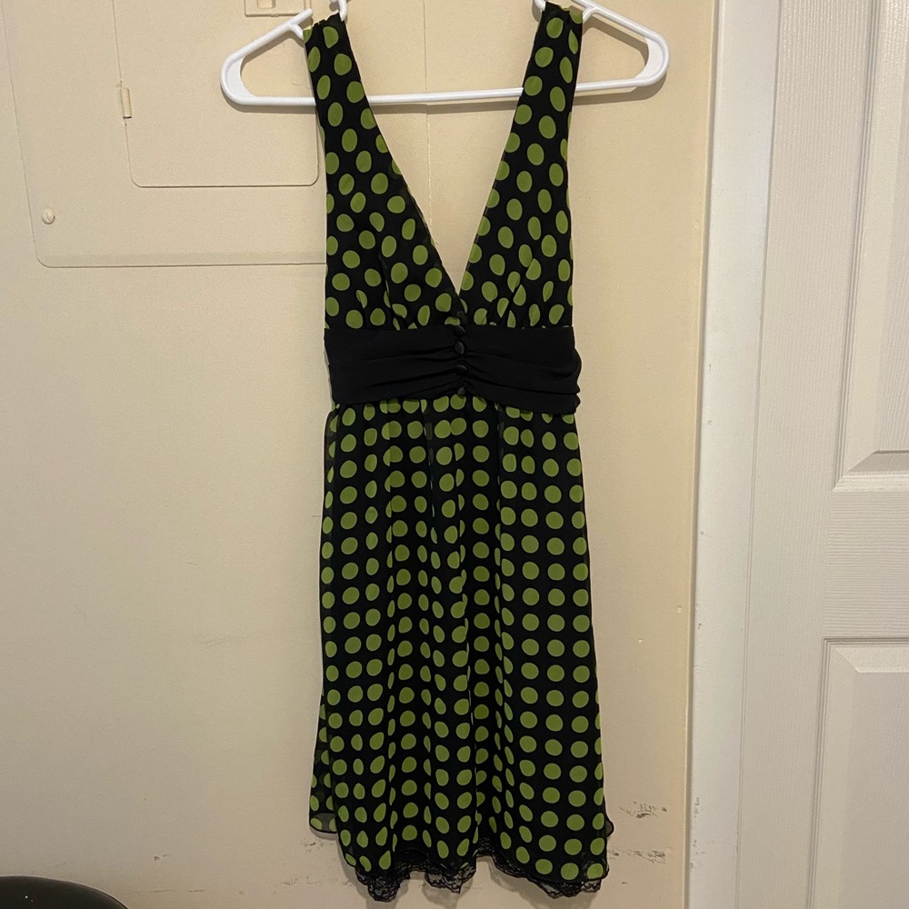 Forever Black/Green Formal Polkadot Dress
